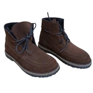 Birkenstock Brown Suede Ankle Boots Shearling Fur Lined Unisex Mens 5 Womens 7